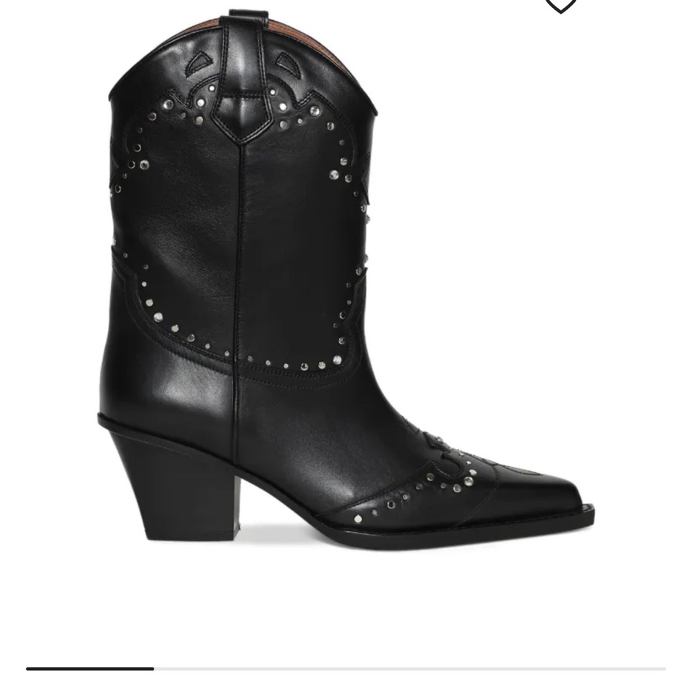Paris Texas Janice 60 mm Black Leather Western Ankle Boots